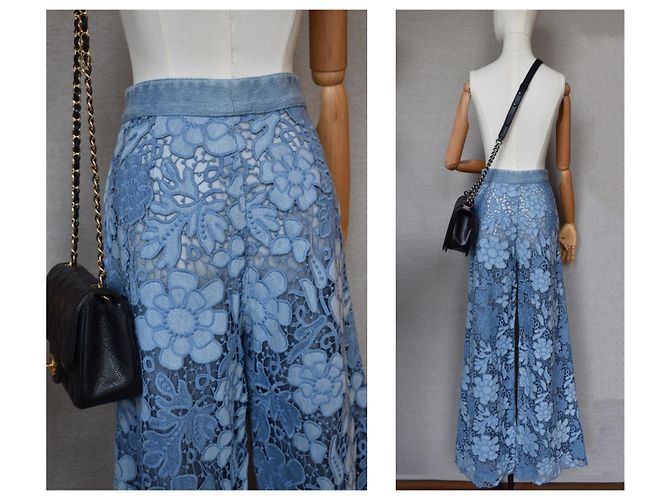 Chanel 2019 Pantalones vaqueros / pantalones de encaje de pasarela Azul - vista 11