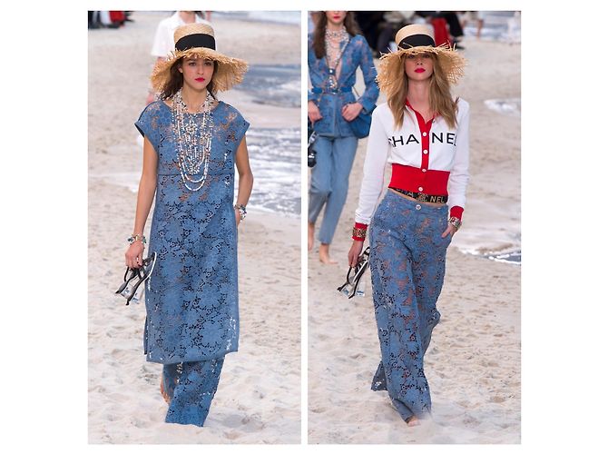 Chanel 2019 Pantalones vaqueros / pantalones de encaje de pasarela Azul - vista 2