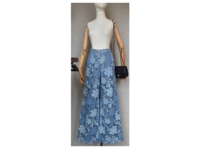 Chanel 2019 Pantalones vaqueros / pantalones de encaje de pasarela Azul - vista 4