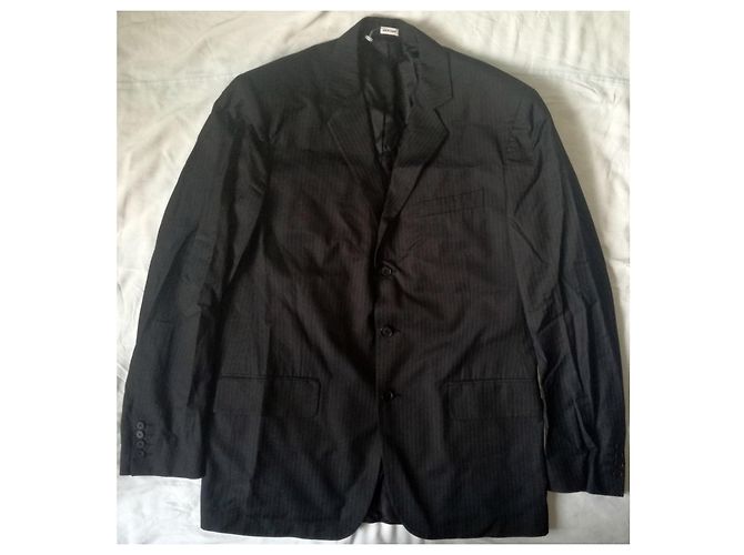 Calvin Klein Stylish 3 buttons Fitted Striped Suit Jacket, Size L Black - view 3