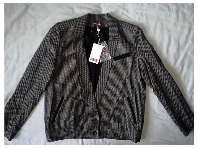 Comptoir Des Cotonniers NAJAC Never Warn Graue Wolljacke, Size 38 - Ansicht 5