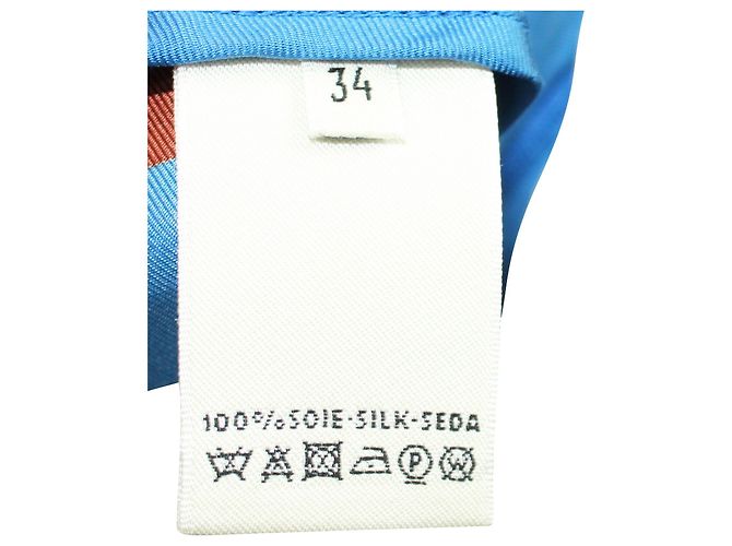 Hermès Pantalones con estampado de carruaje de seda Azul - vista 6