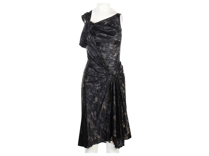 David Szeto Vestido de seda estampado negro - vista 2