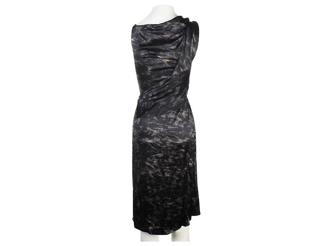 David Szeto Vestido de seda estampado negro - vista 3