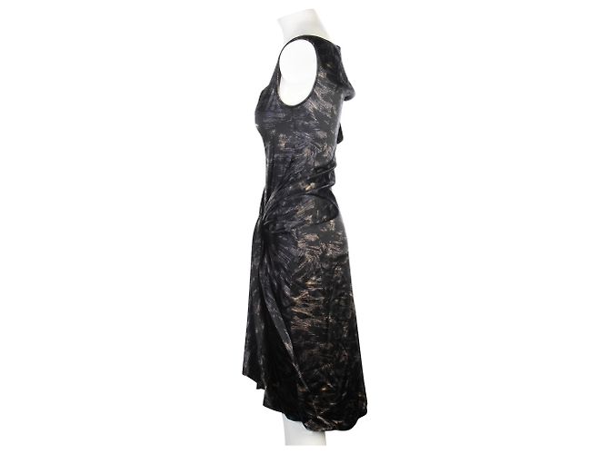 David Szeto Vestido de seda estampado negro - vista 4