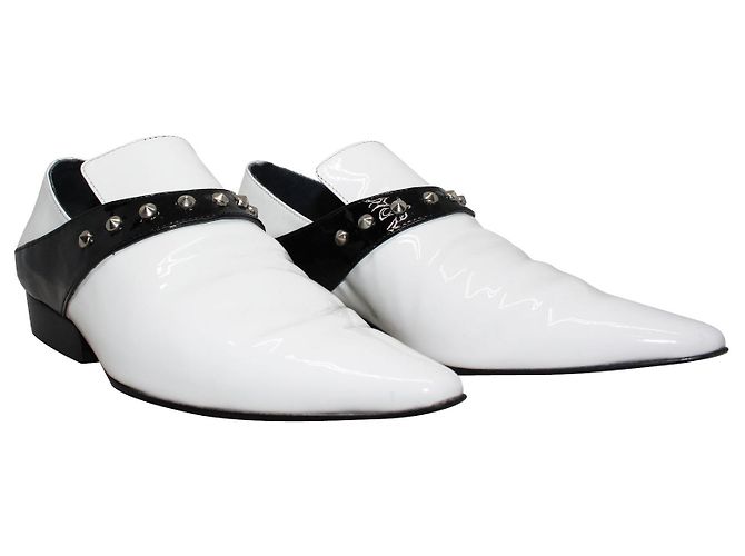 Dorateymur Scarpe a punta in vernice bianca e nera Roxy Bianco - vista 2