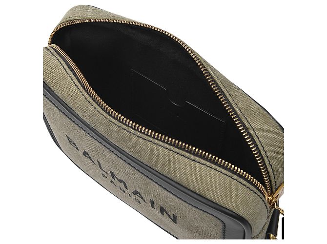 Balmain B-Army Camera Case 22 Bag in Khaki Canvas - view 2