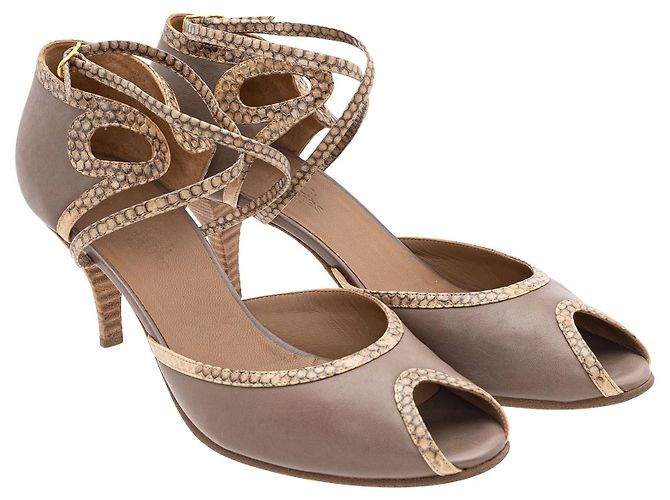 Trim Hermès High Heel Sandalen mit Schlangenlederbesatz Braun - Ansicht 2