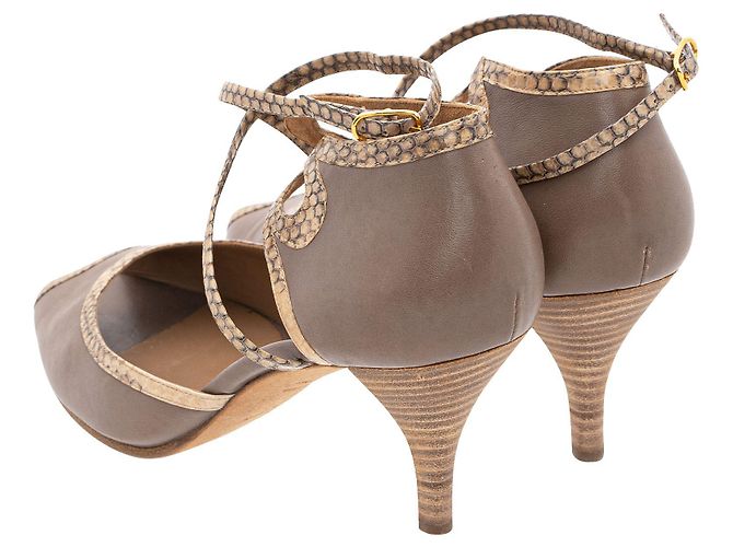Trim Hermès High Heel Sandalen mit Schlangenlederbesatz Braun - Ansicht 4