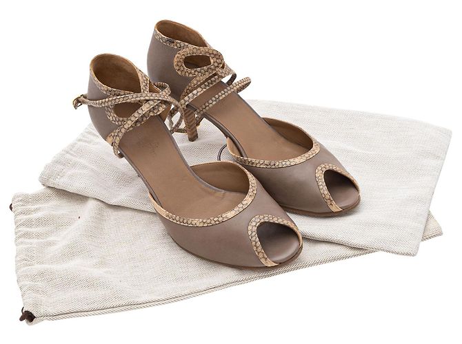 Trim Hermès High Heel Sandalen mit Schlangenlederbesatz Braun - Ansicht 6