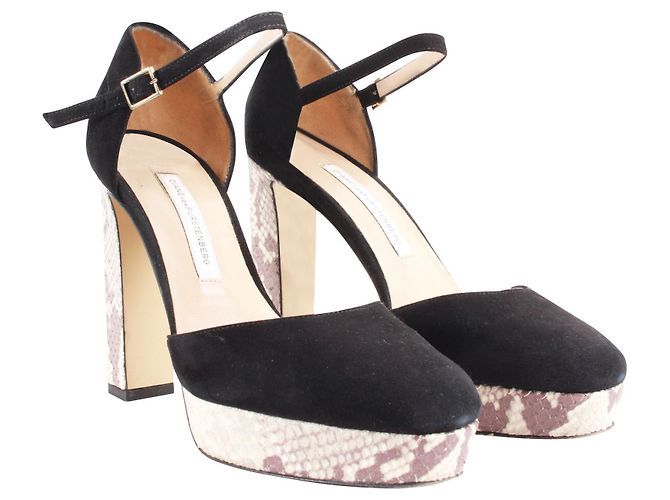 Diane Von Furstenberg Décolleté in camoscio nero con motivo pitone - vista 2