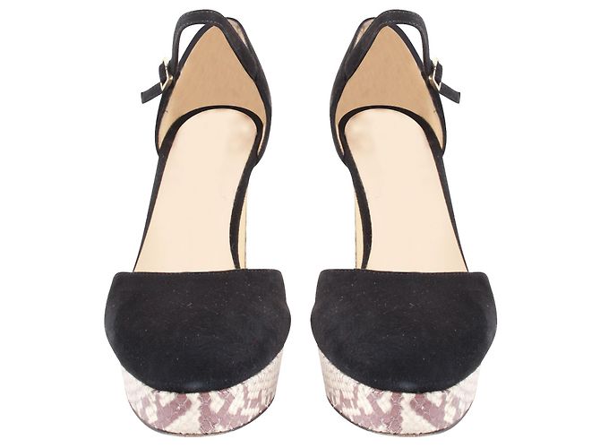 Diane Von Furstenberg Décolleté in camoscio nero con motivo pitone - vista 3