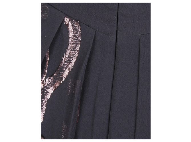 Nicole Miller Maxikleid aus Seide in Metallic-Optik Schwarz - Ansicht 5