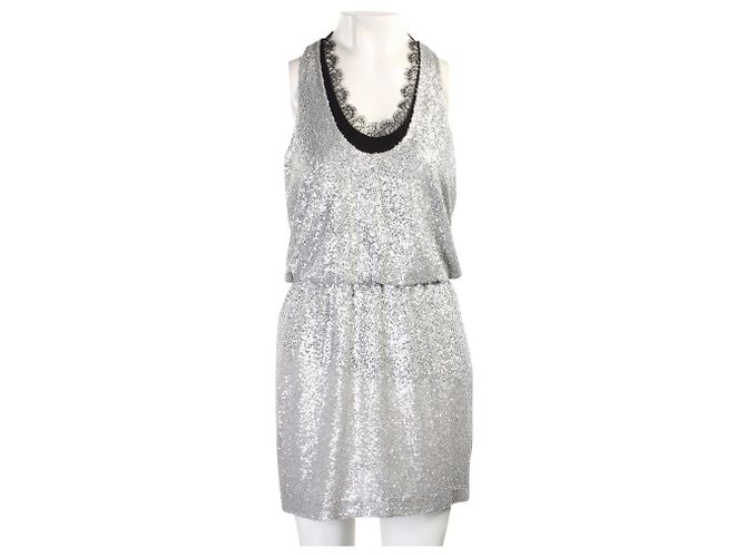 Robert Rodriguez Silbernes Paillettenkleid Metallisch - Ansicht 2