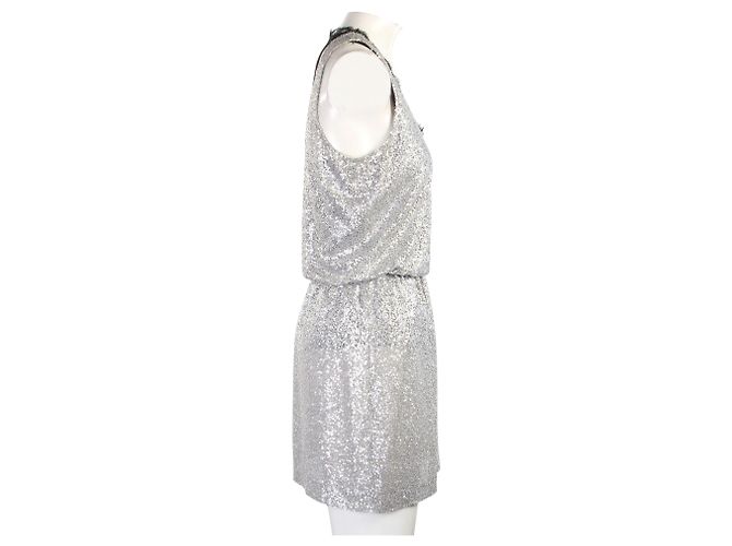 Robert Rodriguez Silbernes Paillettenkleid Metallisch - Ansicht 4