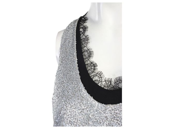 Robert Rodriguez Silbernes Paillettenkleid Metallisch - Ansicht 5