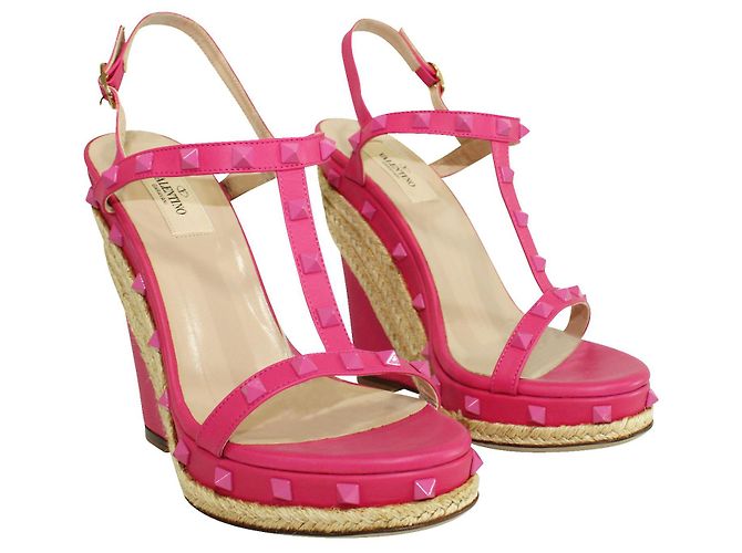 Valentino Zeppe espadrillas rosa con borchie - vista 2