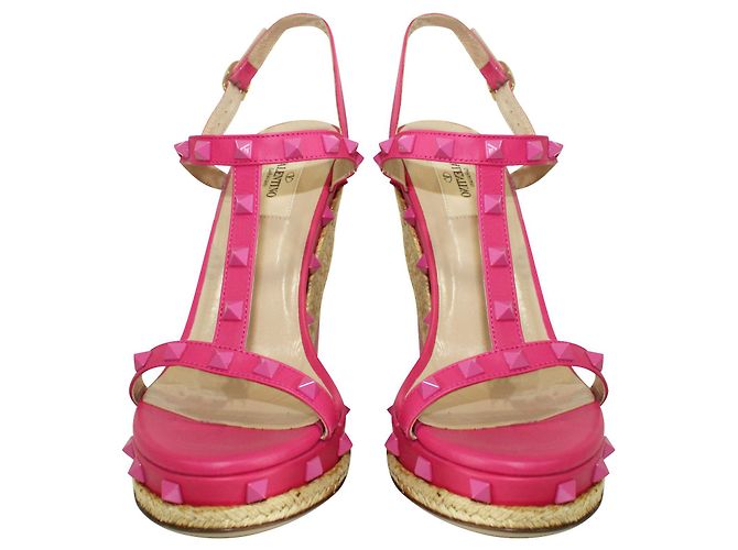 Valentino Zeppe espadrillas rosa con borchie - vista 3