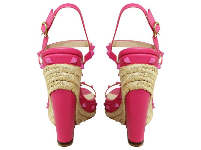 Valentino Zeppe espadrillas rosa con borchie - vista 4