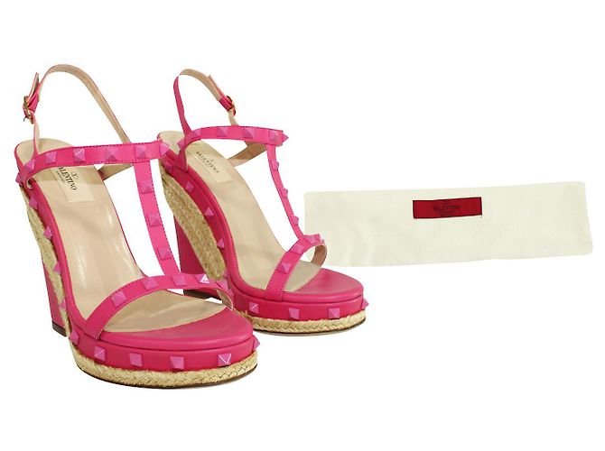 Valentino Zeppe espadrillas rosa con borchie - vista 8