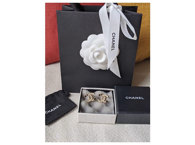 Chanel CC A12A Logo Pearl GHW Coco Mark Ohrringe Box Gold hardware - Ansicht 10