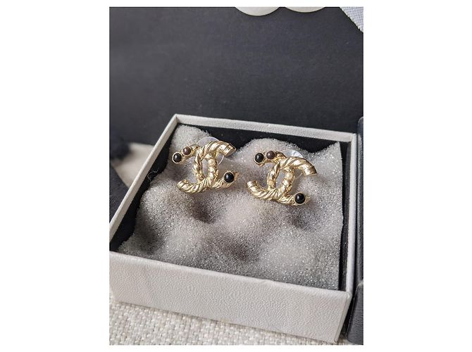 Chanel CC A12A Logo Pearl GHW Coco Mark Ohrringe Box Gold hardware - Ansicht 2