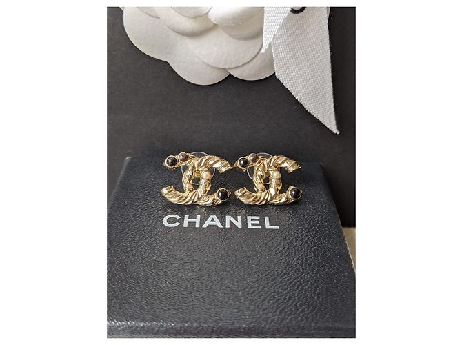 Chanel CC A12A Logo Pearl GHW Coco Mark Ohrringe Box Gold hardware - Ansicht 9
