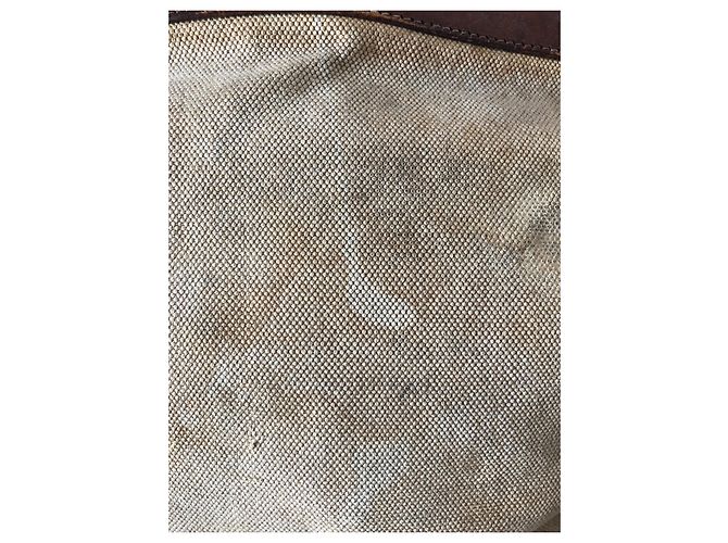Haut à courroies Borsa Hermès HAC 50 In tela e pelle marrone Beige - vista 16