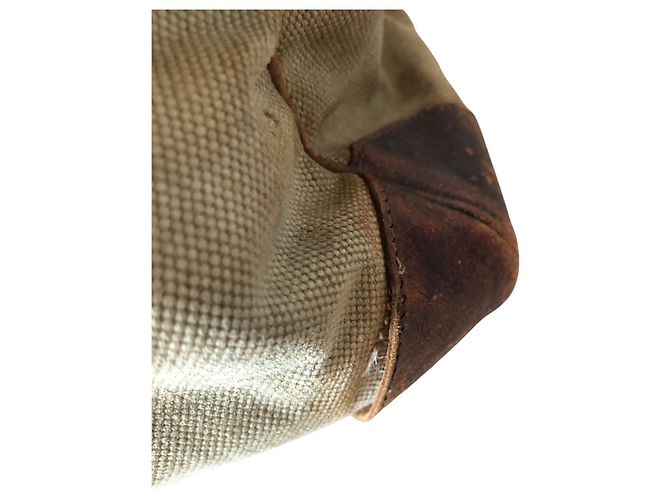 Haut à courroies Borsa Hermès HAC 50 In tela e pelle marrone Beige - vista 17