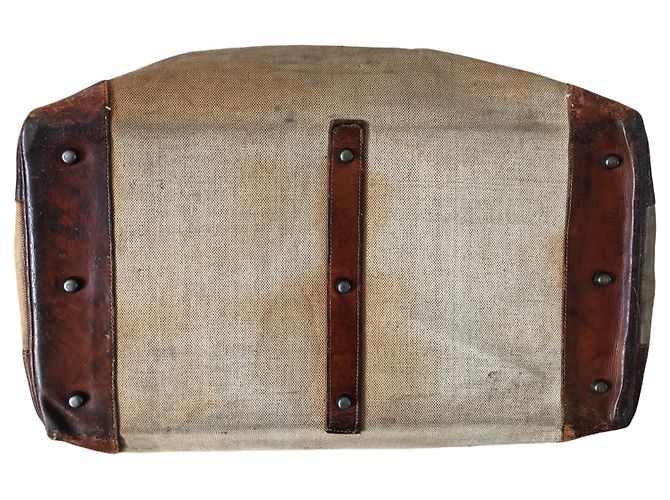 Haut à courroies Borsa Hermès HAC 50 In tela e pelle marrone Beige - vista 7