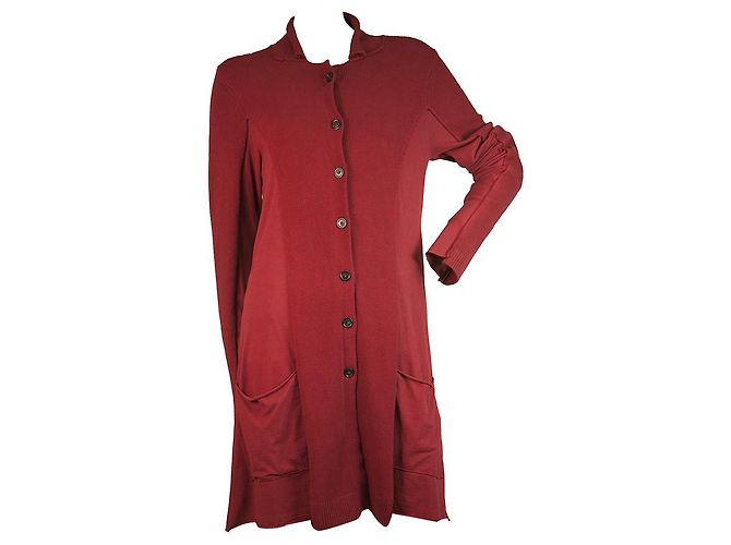 Rundholz DIP Botón Delantero Cárdigan Largo De Algodón Borgoña Rojo Cárdigan Talla S Roja - vista 6