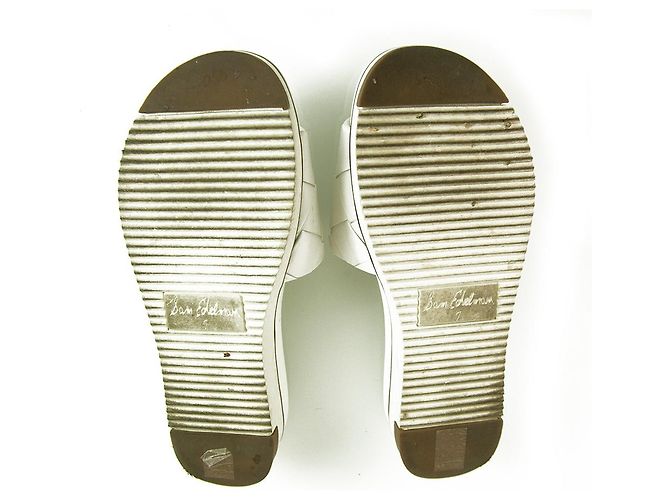 Sam Edelman Adaley White Braided Leather Rubber Sole Slides Sandals Flat Shoes sz 7 - view 2