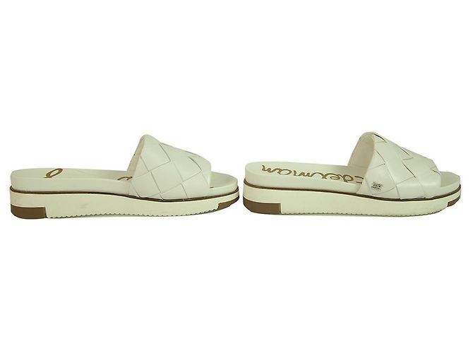Sam Edelman Adaley White Braided Leather Rubber Sole Slides Sandals Flat Shoes sz 7 - view 4