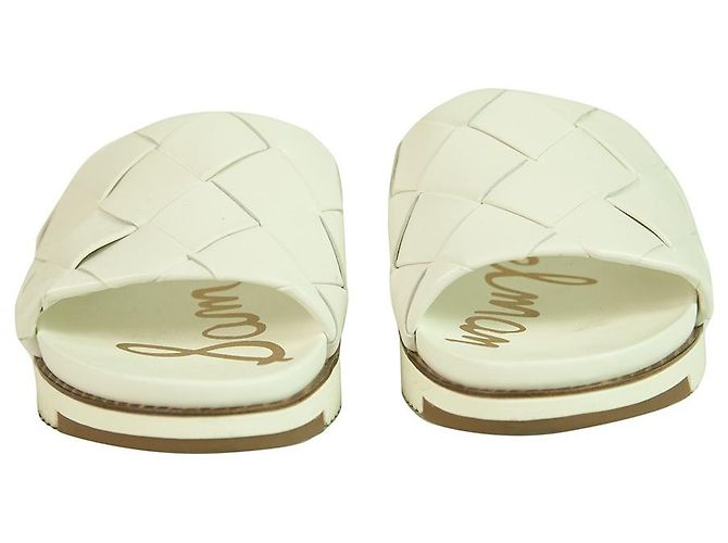 Sam Edelman Adaley White Braided Leather Rubber Sole Slides Sandals Flat Shoes sz 7 - view 5