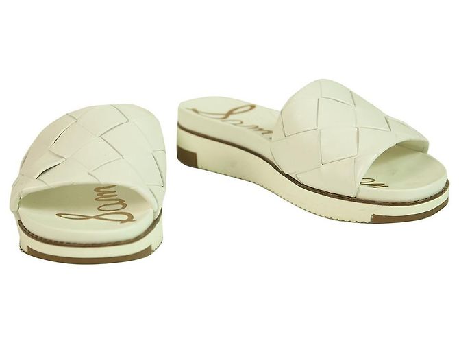 Sam Edelman Adaley White Braided Leather Rubber Sole Slides Sandals Flat Shoes sz 7 - view 8