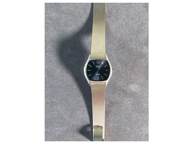 Rolex Cellini 3805 Orologio in Oro Bianco Quadrante Blu Navy Argento - vista 2