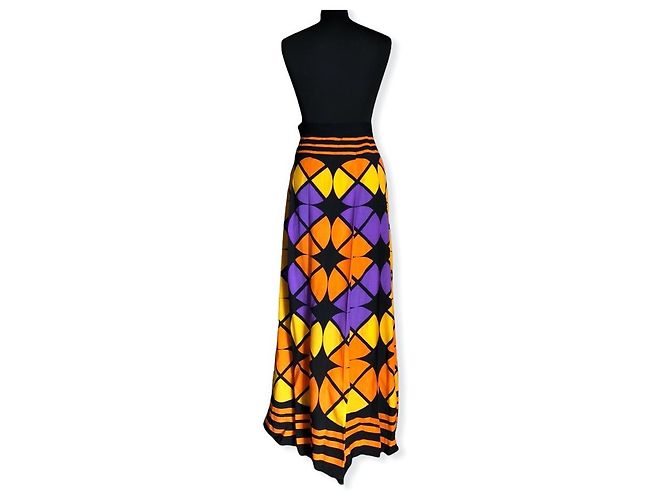 Falda Maxi Plisada Lanvin de Lana con Patrón Geométrico Multicolor - vista 2