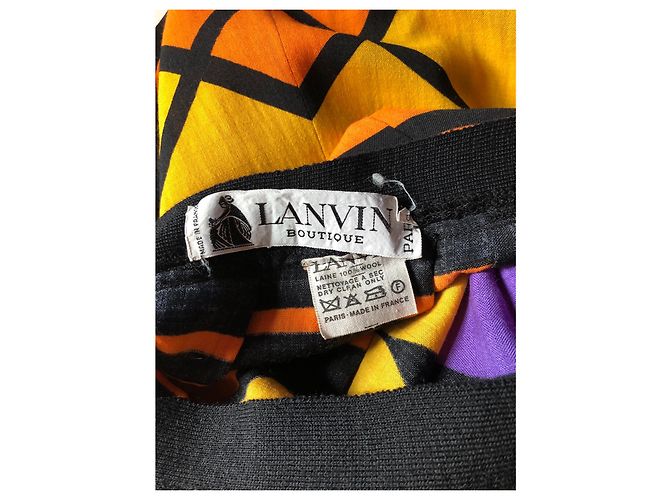 Falda Maxi Plisada Lanvin de Lana con Patrón Geométrico Multicolor - vista 4