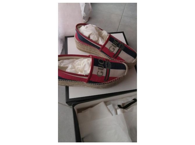 Gucci Sylvie Espadrilles Rot Stoff Größe 37 - Ansicht 2