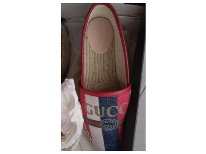 Gucci Sylvie Espadrilles Rot Stoff Größe 37 - Ansicht 4