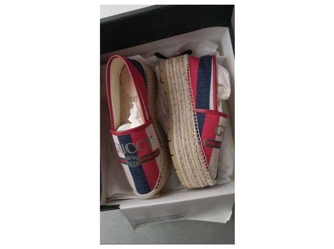 Gucci Sylvie Espadrilles Rot Stoff Größe 37 - Ansicht 6