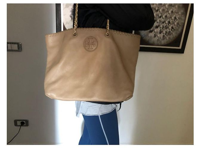 Shopper Beige Tory Burch con catena fissa e chiusura interna magnetica - vista 2