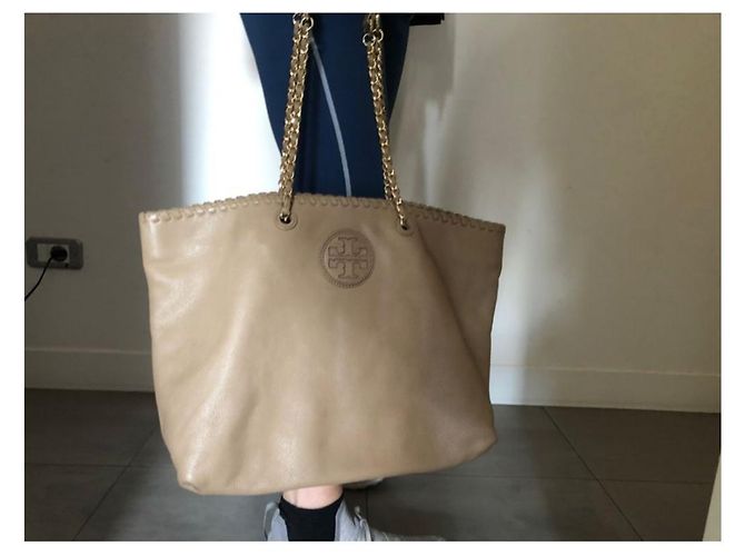 Shopper Beige Tory Burch con catena fissa e chiusura interna magnetica - vista 3