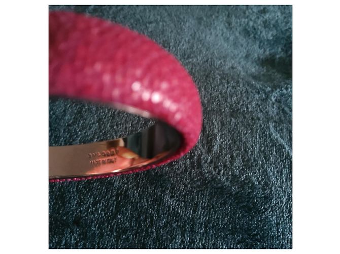 Autre Marque Bracciale BULGARI in zigrino rosa scuro e metallo Argento - vista 5