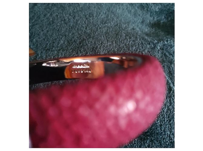 Autre Marque Bracciale BULGARI in zigrino rosa scuro e metallo Argento - vista 6