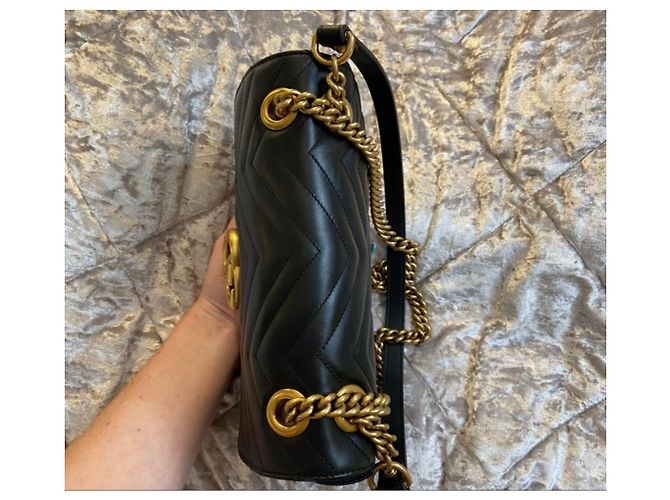 Gucci GG Marmont Matelasse Mini Borsa a tracolla in pelle - Nera Nero - vista 5