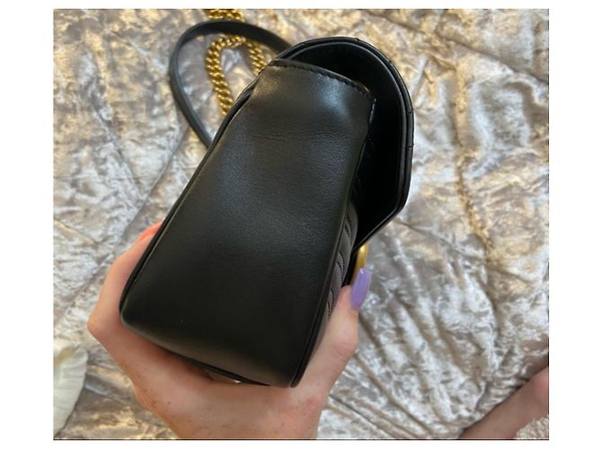 Gucci GG Marmont Matelasse Mini Borsa a tracolla in pelle - Nera Nero - vista 6