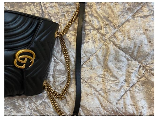 Gucci GG Marmont Matelasse Mini Borsa a tracolla in pelle - Nera Nero - vista 7