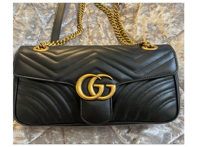 Gucci GG Marmont Matelasse Mini Borsa a tracolla in pelle - Nera Nero - vista 8