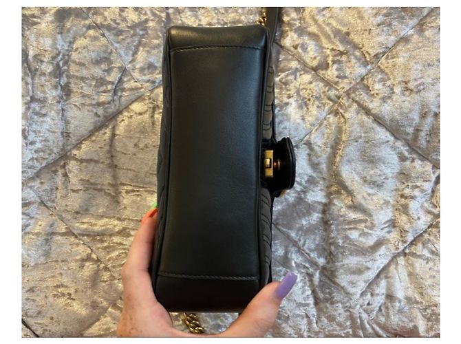 Gucci GG Marmont Matelasse Mini Borsa a tracolla in pelle - Nera Nero - vista 9